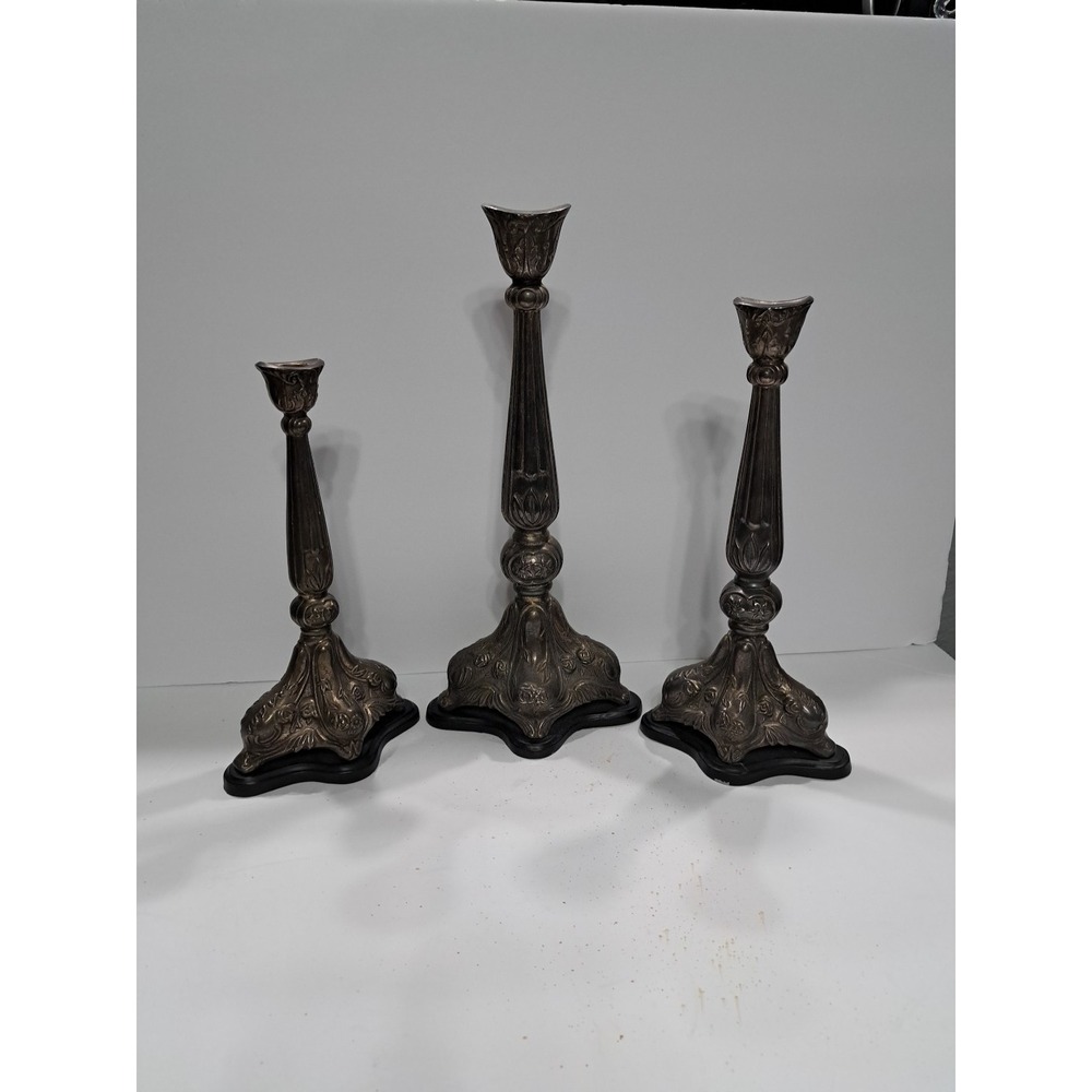 Castilian Imports 0509 Vintage Candle Holders Candlesticks Heavy Silver Ornate